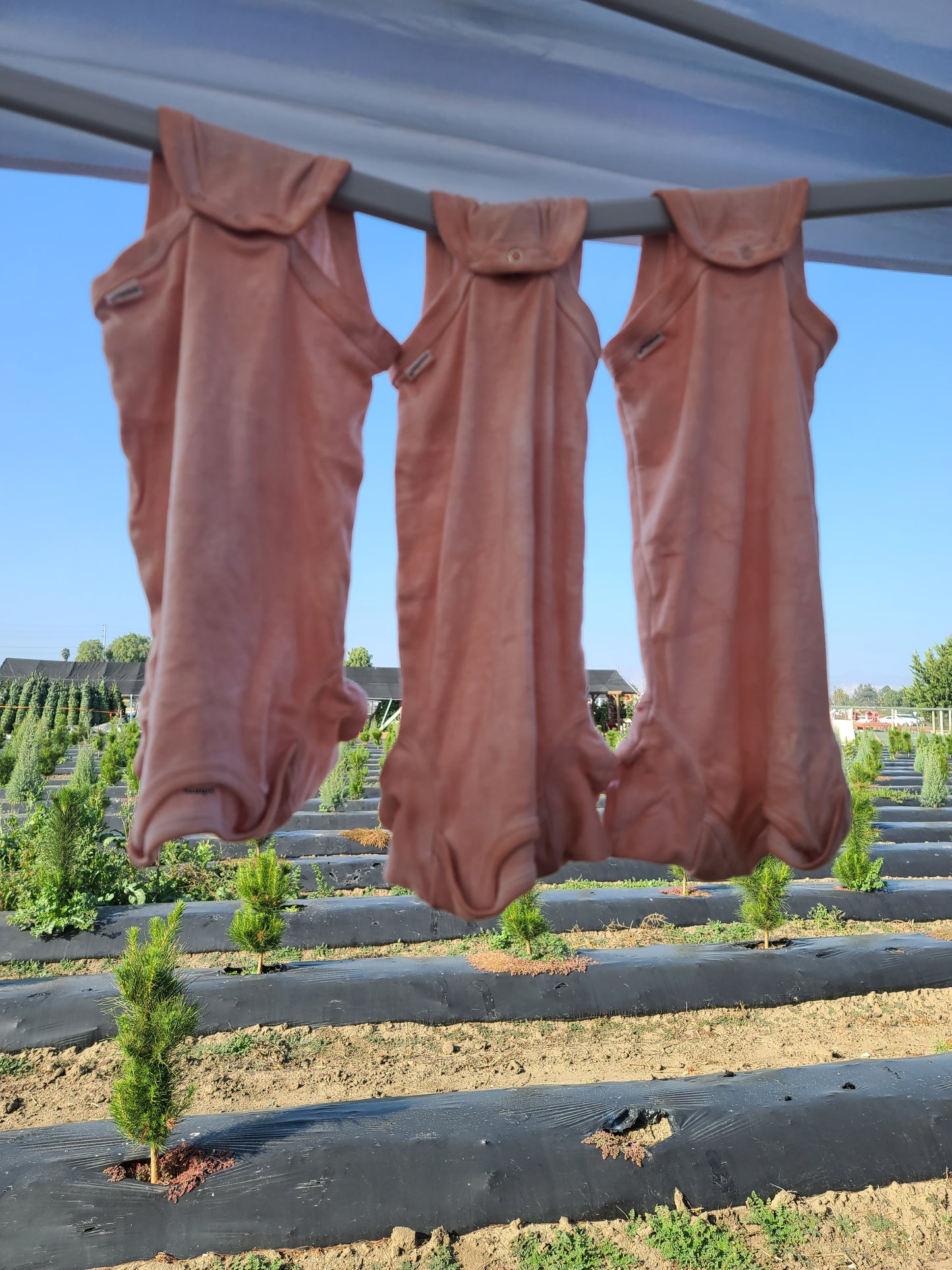 Avocado pit tie-dye baby onsie